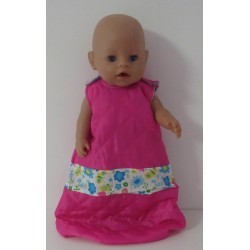 slaapzak gewatteerd hard roze met blauw bloemen baby born 43cm