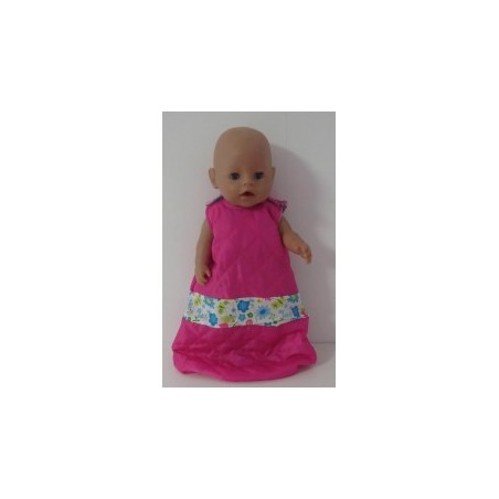 slaapzak gewatteerd hard roze met blauw bloemen baby born 43cm