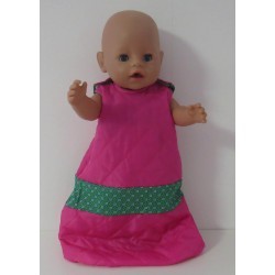 slaapzak gewatteerd hard roze met groen baby born 43cm