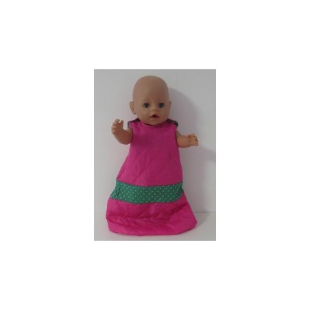 slaapzak gewatteerd hard roze met groen baby born 43cm