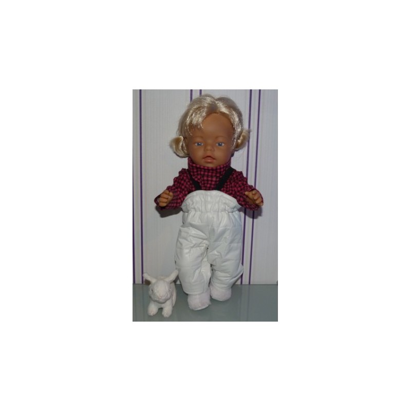 ski-pak wit met geruit baby born 43cm