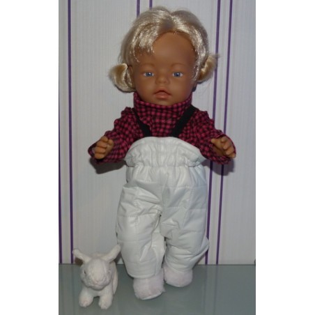 ski-pak wit met geruit baby born 43cm