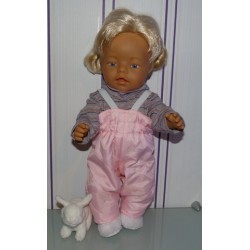 ski-pak roze met grijs baby born 43cm