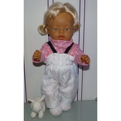 ski-pak wit met roze polka dots baby born 43cm