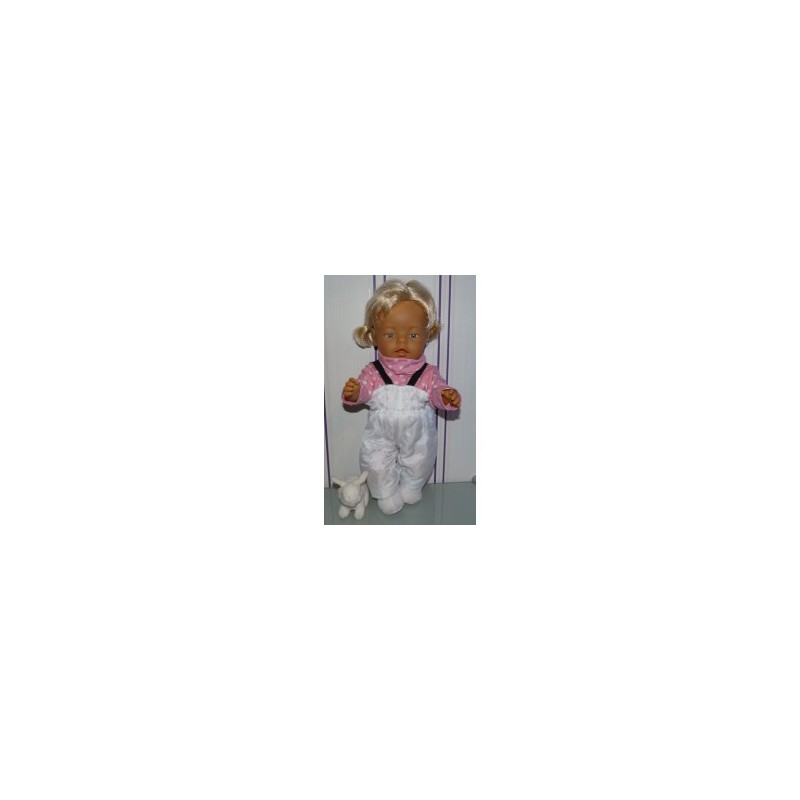 ski-pak wit met roze polka dots baby born 43cm