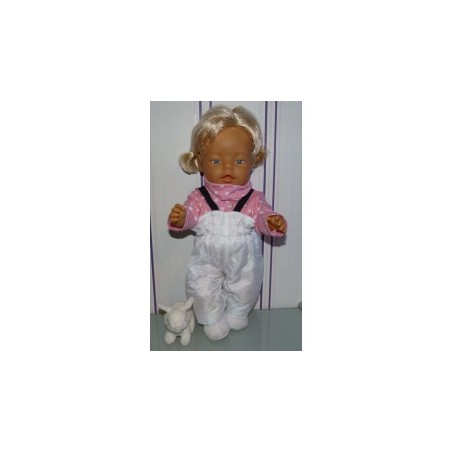 ski-pak wit met roze polka dots baby born 43cm