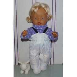 ski-pak wit met lila polka dots baby born 43cm