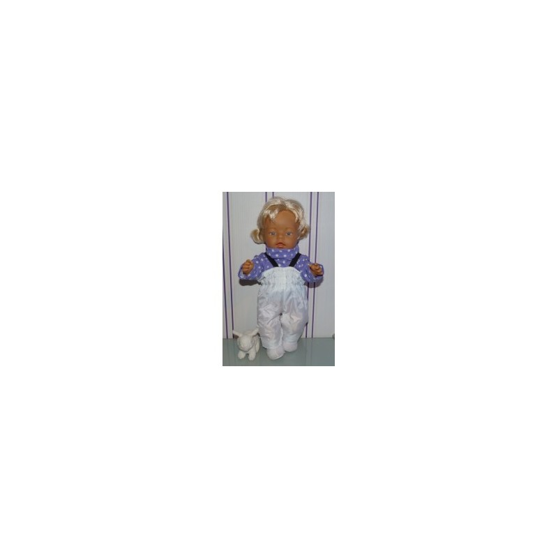 ski-pak wit met lila polka dots baby born 43cm