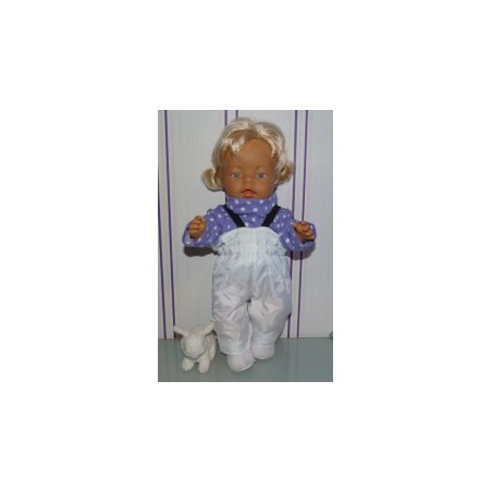 ski-pak wit met lila polka dots baby born 43cm