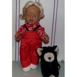 ski-pak rood met roosjes baby born 43cm
