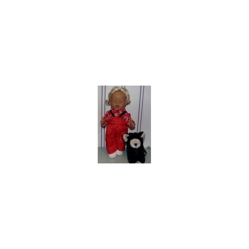ski-pak rood met roosjes baby born 43cm