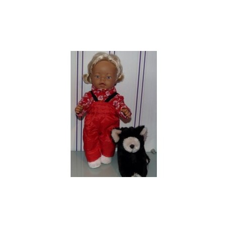 ski-pak rood met roosjes baby born 43cm