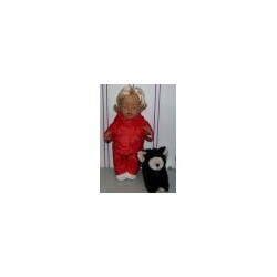 ski-pak rood met roosjes baby born 43cm