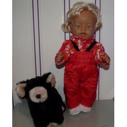 ski-pak rood met bloemen baby born 43cm