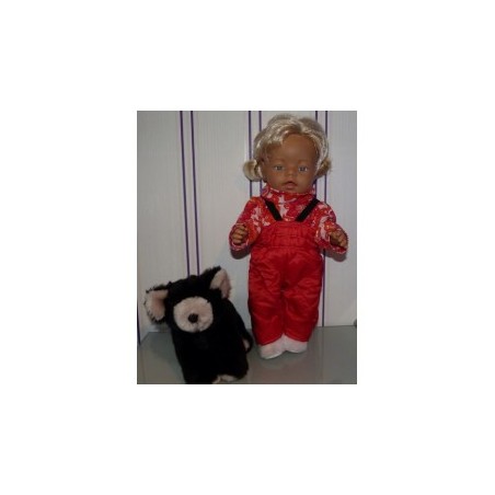 ski-pak rood met bloemen baby born 43cm