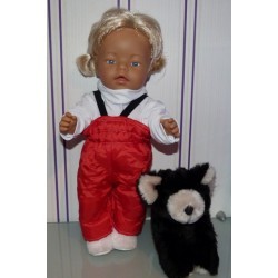 ski-pak rood met wit baby born 43cm