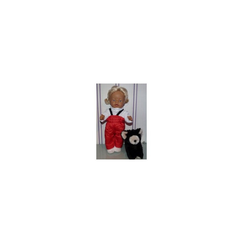 ski-pak rood met wit baby born 43cm