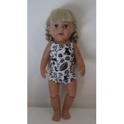 luxe romper met zwarte konijnen  baby born 43cm