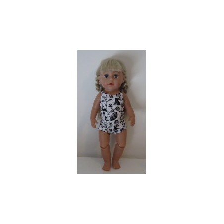 luxe romper met zwarte konijnen  baby born 43cm