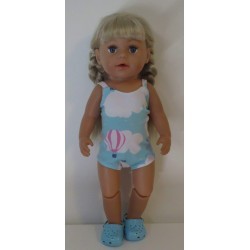 luxe romper blauw wolken baby born 43cm