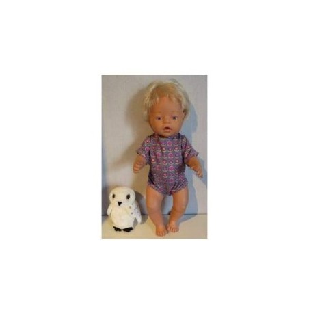 romper grijs met bloemen roze baby born 43cm