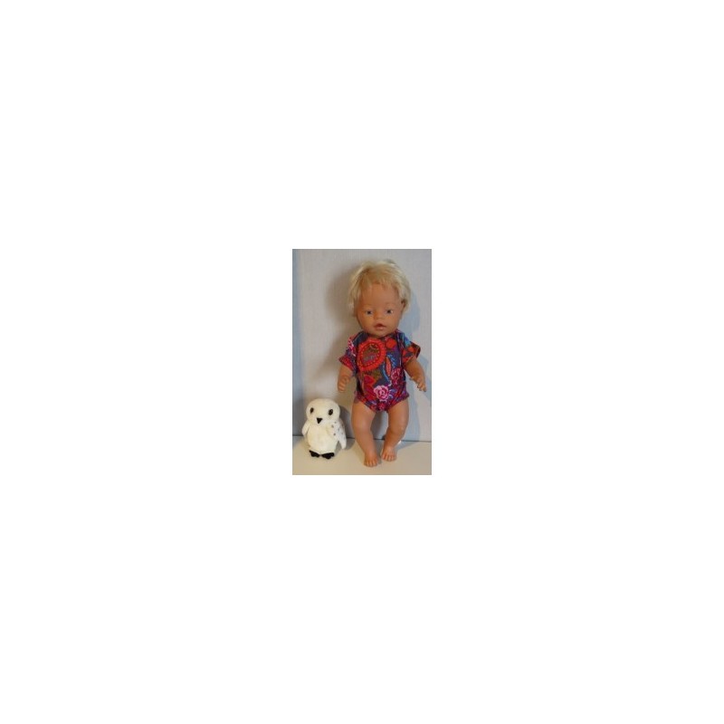 romper grijs met oranje baby born 43cm