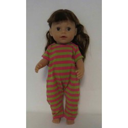 slobpak roze met groen gestreept baby born 43cm