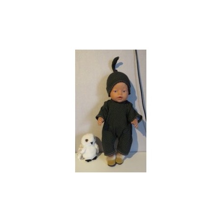 zomer slobpak donker blauw met stippen groen baby born 43cm