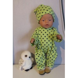 slobpak groen polka dots groen aby born 43cm
