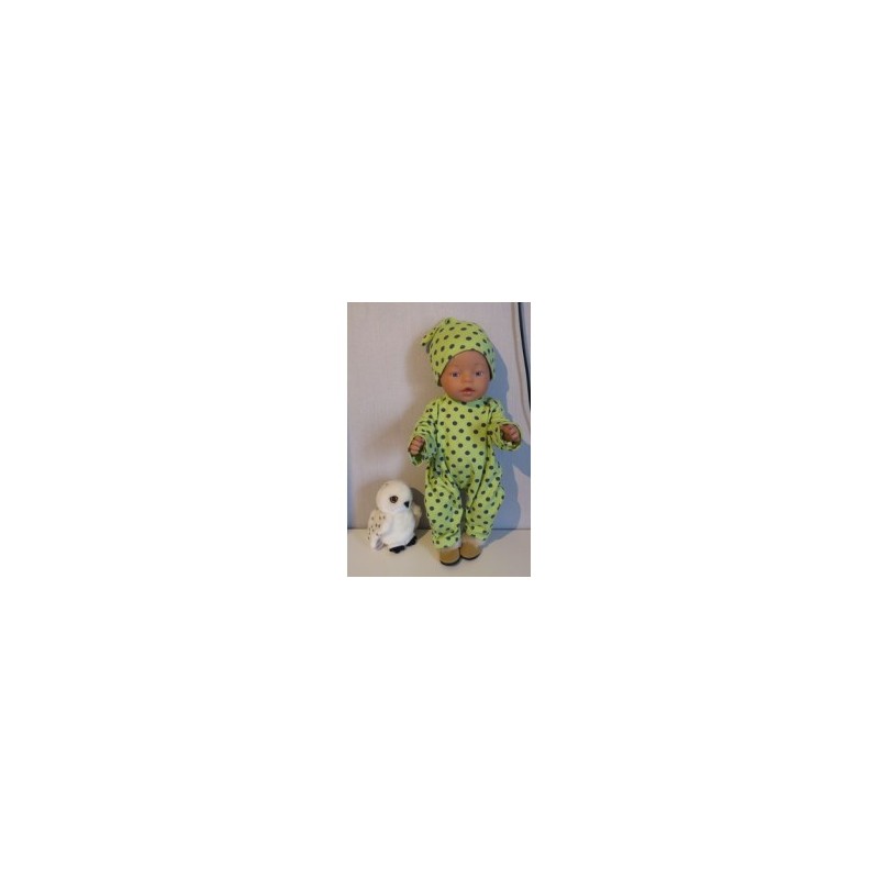 slobpak groen polka dots groen aby born 43cm