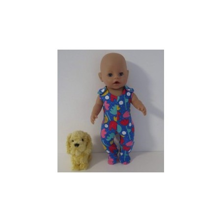 babypak blauw bloemen baby born 43cm