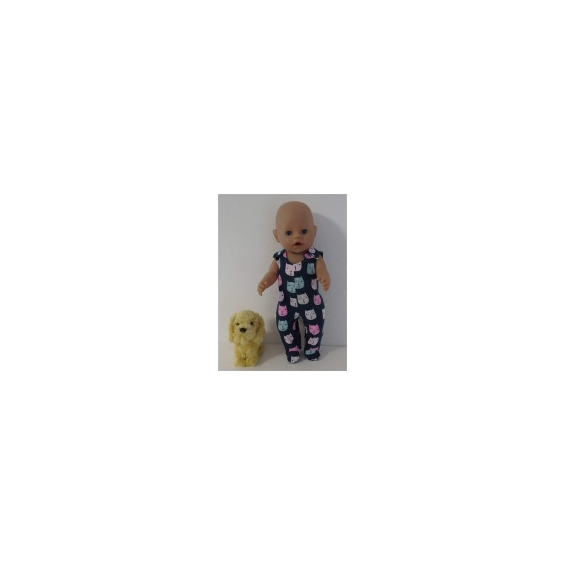 babypak blauw kat baby born 43cm
