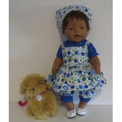 uitgebreide set blauw bloemen baby born 43cm