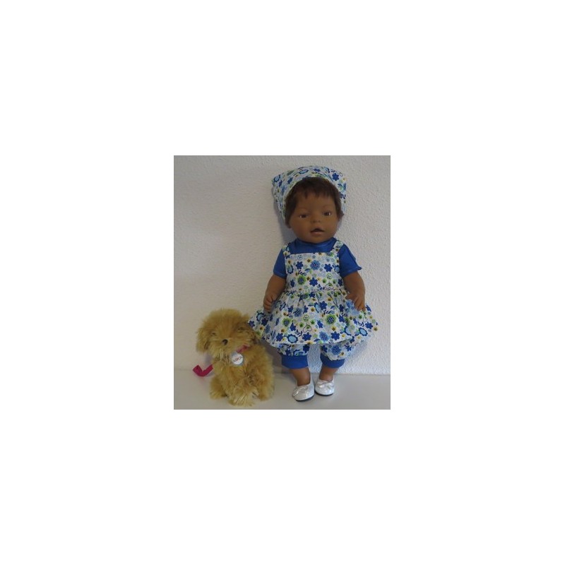 uitgebreide set blauw bloemen baby born 43cm
