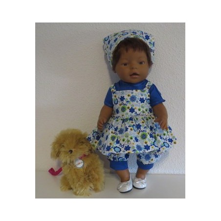 uitgebreide set blauw bloemen baby born 43cm