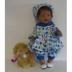 uitgebreide set blauw bloemen baby born 43cm