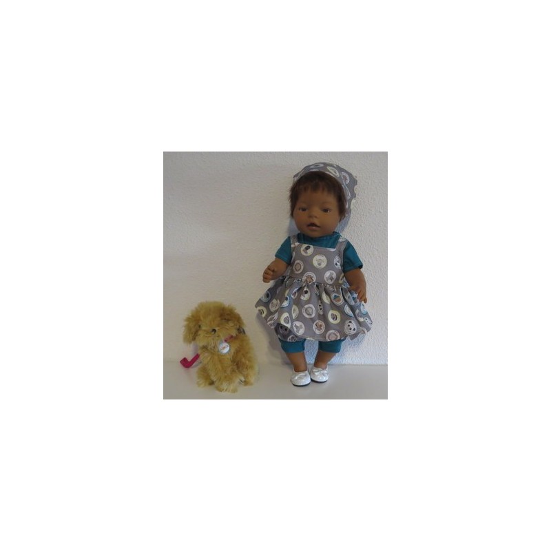 uitgebreide set grijs dieren baby born 43cm