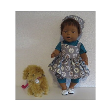 uitgebreide set grijs dieren baby born 43cm