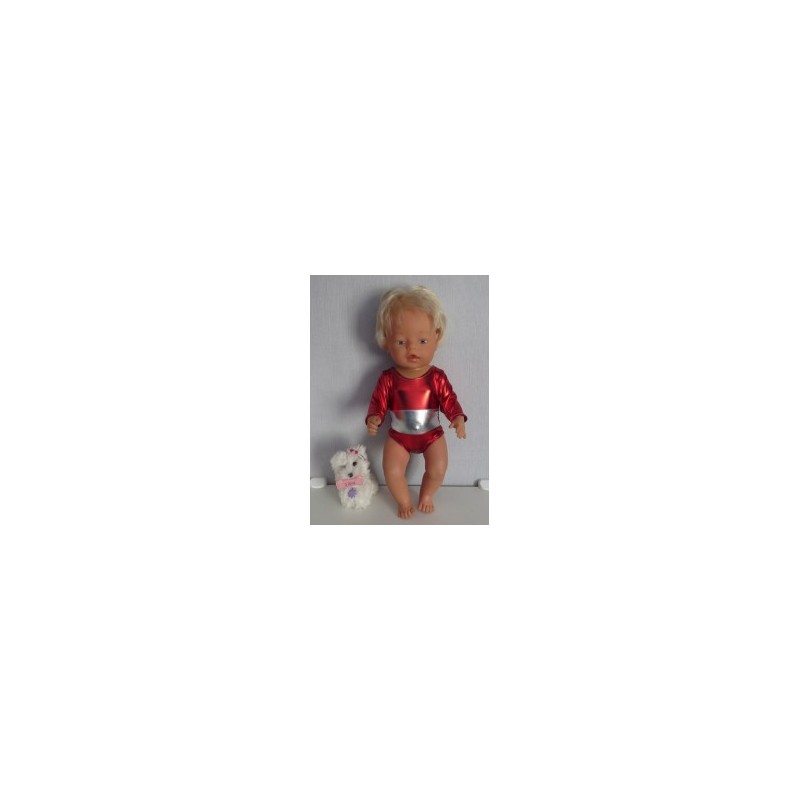 turnpakje rood met zilver baby born 43cm