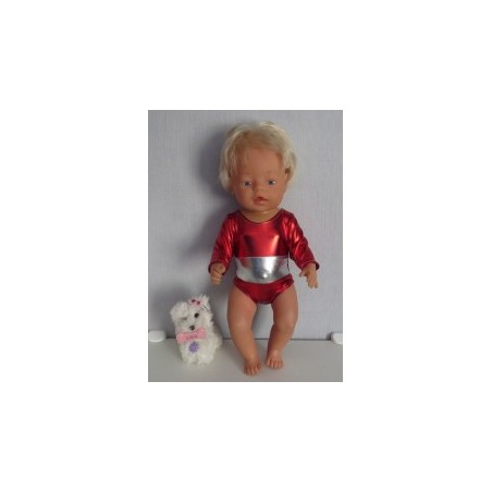 turnpakje rood met zilver baby born 43cm
