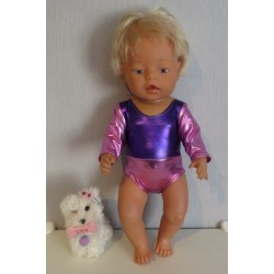 turnpakje paars met roze baby born 43cm