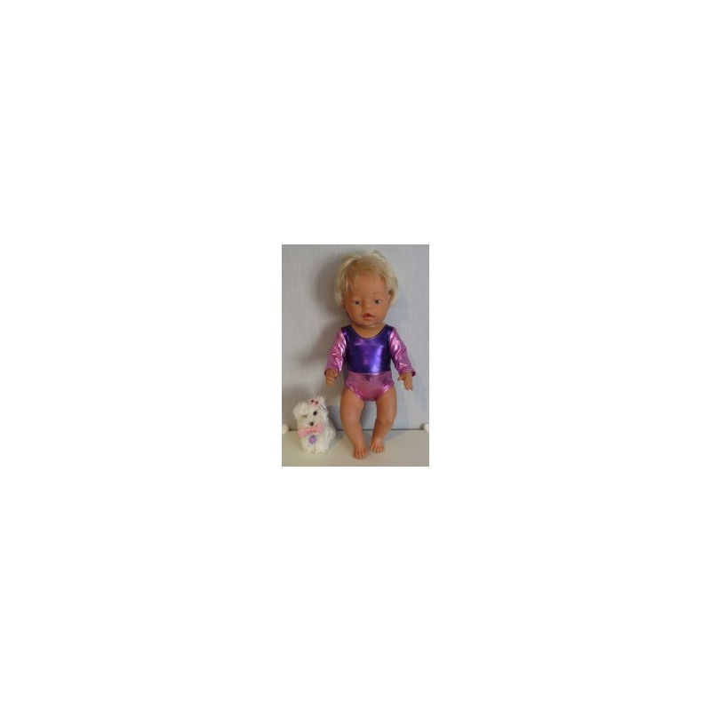 turnpakje paars met roze baby born 43cm