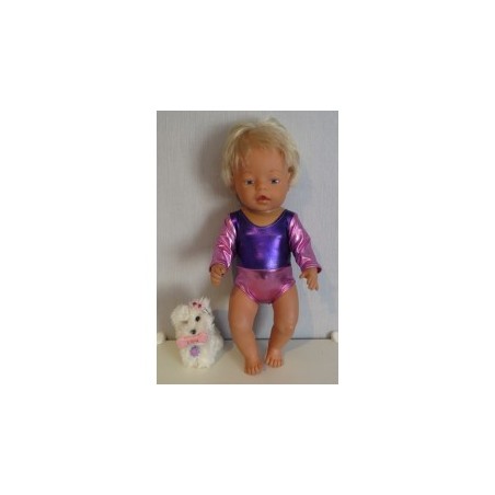 turnpakje paars met roze baby born 43cm