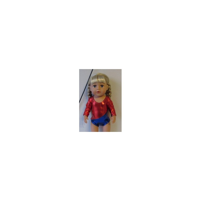 turnpakje blauw met rood baby born 43cm