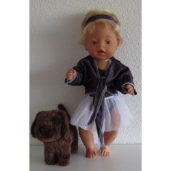balletpakje bruin bloemen met vestje baby born 43cm