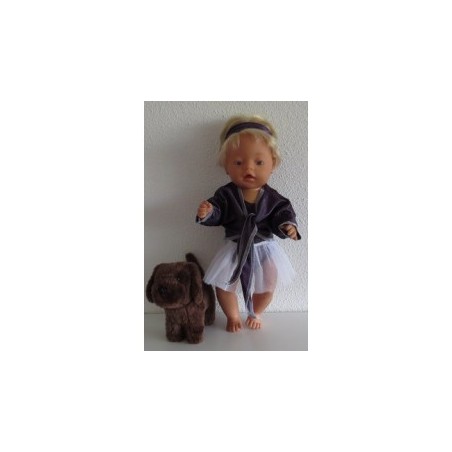 balletpakje bruin bloemen met vestje baby born 43cm