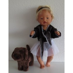 balletpakje donker blauw bloemen met vestje baby born 43cm