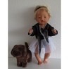 balletpakje donker blauw bloemen met vestje baby born 43cm