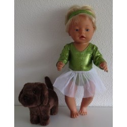 balletpakje licht groen slangen print baby born 43cm