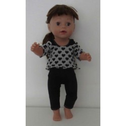 balletpakje zwart hartjes baby born 43cm